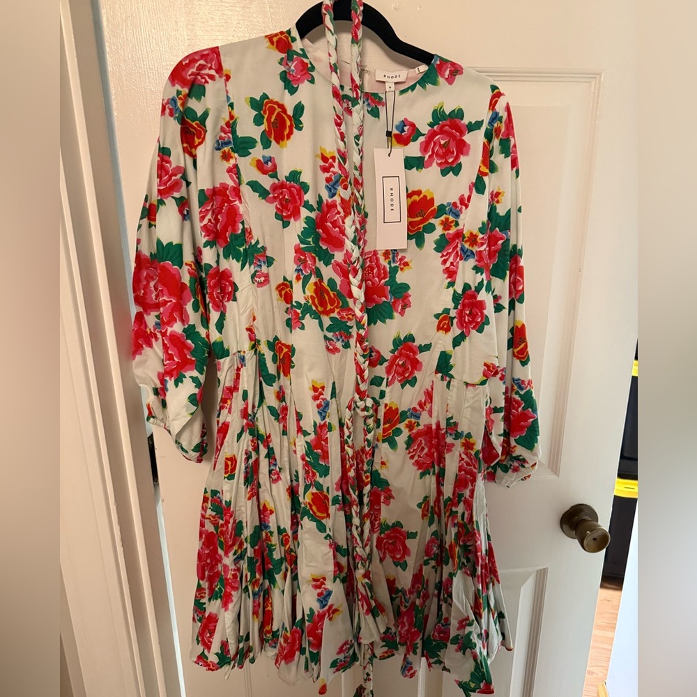NWT RHODE Ella dress. Floral design comes with belt.